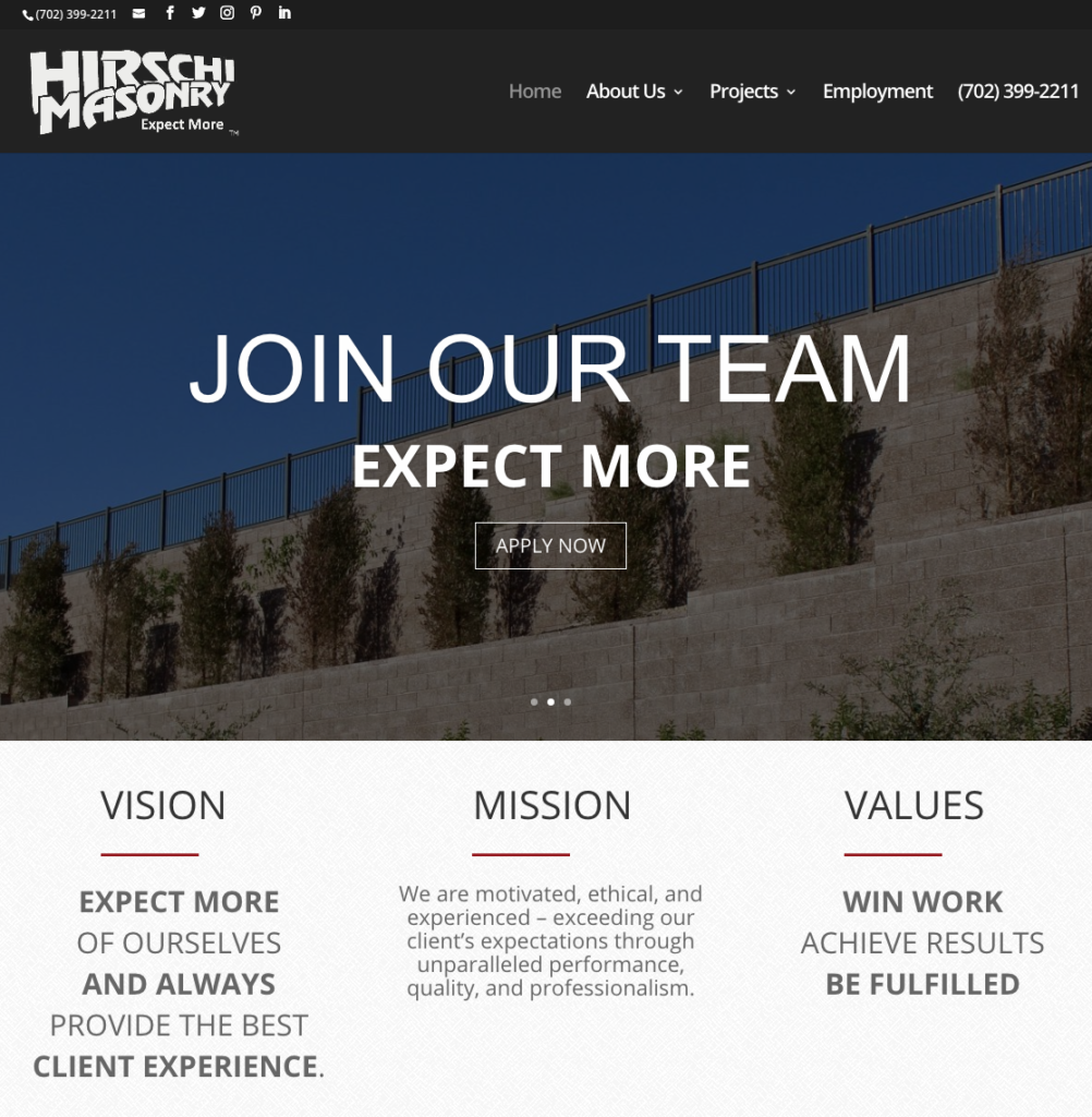 Las Vegas Website Design Hirschi Masonry
