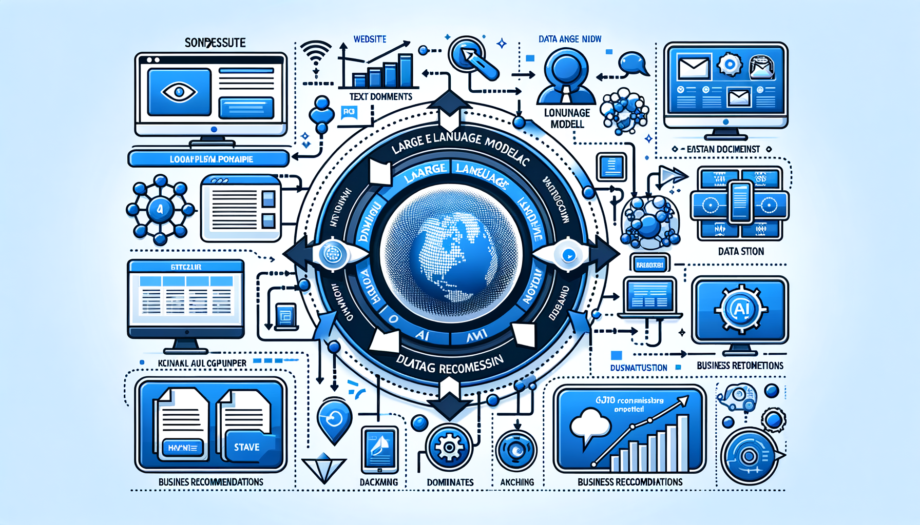 Large language models processing website data to generate business recommendations